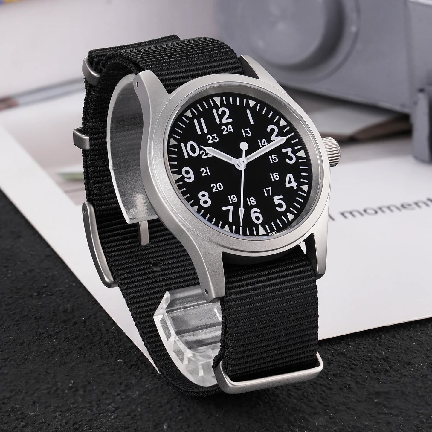 Militado ML05 Military Watch VH31 Sweep Movement Domed Sapphire Crystal Wristwatch High Clear AR Coating 38mm Vintage Watches