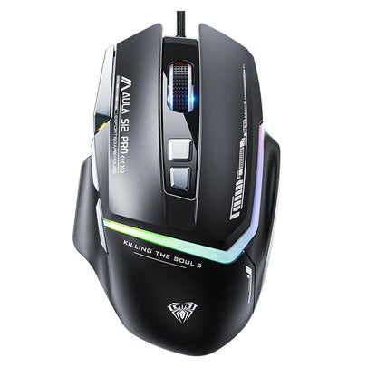 Hot Sale AULA S12 Pro Wired Gaming Mouse 12800 DPI RGB Backlit 8 Programmable Buttons Ergonomic Game Mouse for PC Laptop