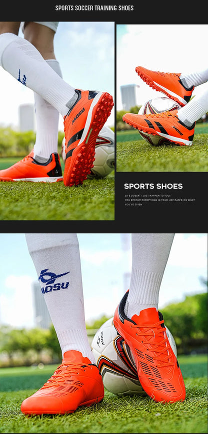 Nuevas zapatillas de fútbol para hombre y mujer, calzado deportivo para interior y exterior con tacos largos y tacos fragmentados para entrenamiento de fútbol en césped sintético