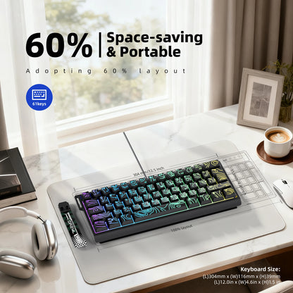 60% compact wired keyboard with RGB backlighting and gradient keycaps are suitable for Windows tablets, laptops and gamers.