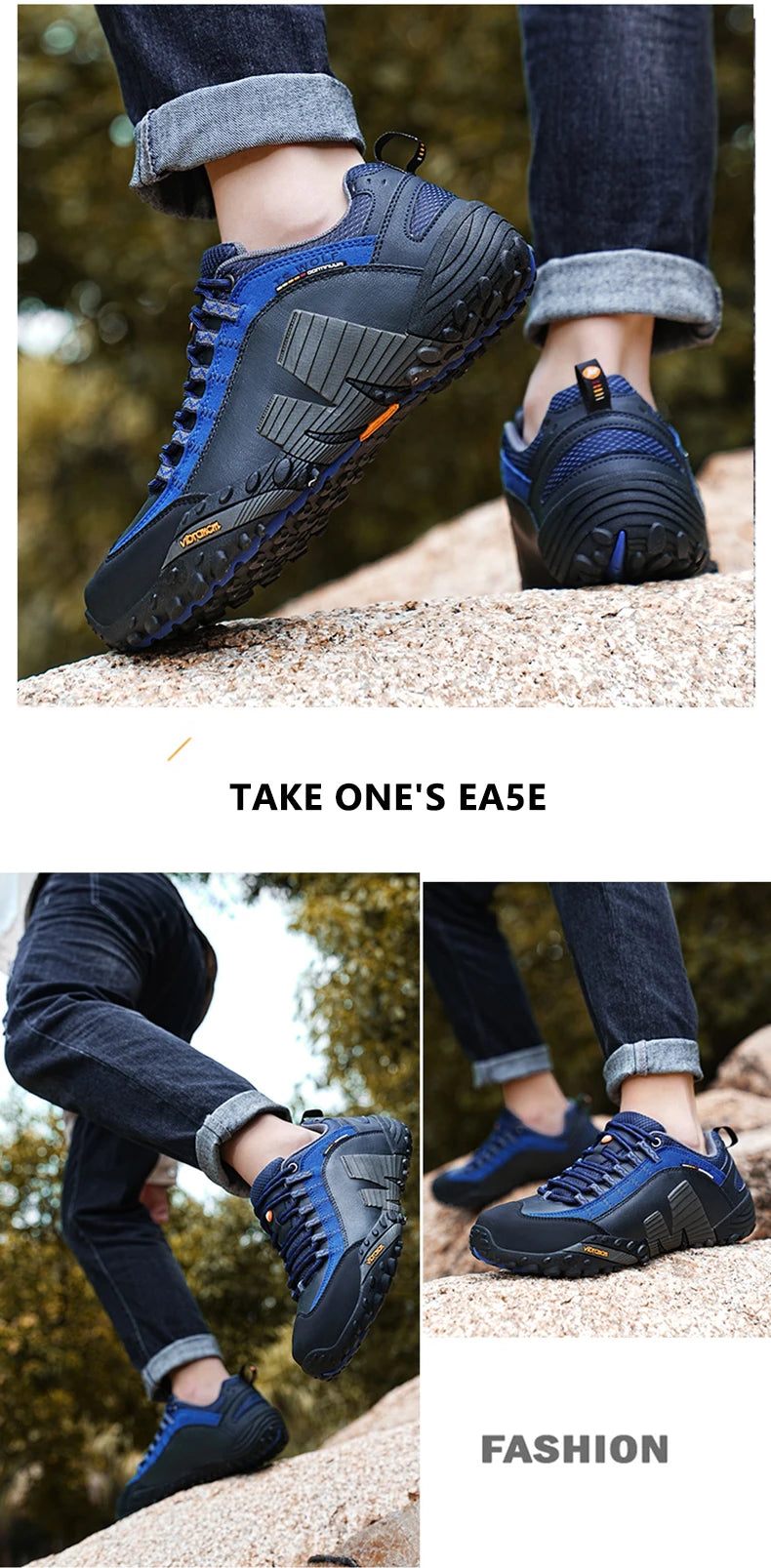 Sapatos de montanhismo para homem em couro genuíno, calçado desportivo outdoor antiderrapante, sapatos de montanhismo e caminhada respiráveis para turismo