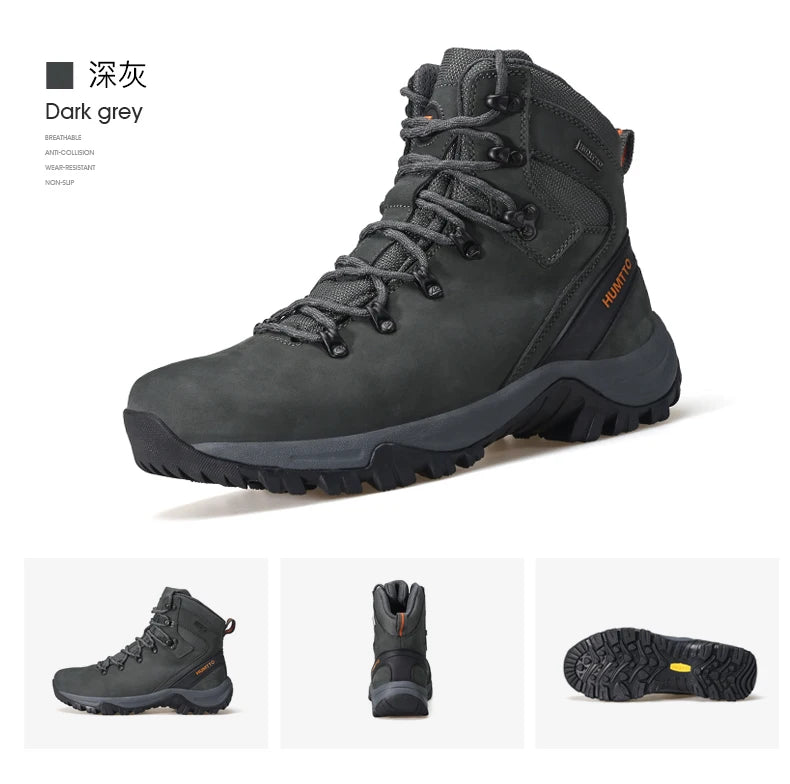 HUMTTO Sapatilhas de Caminhada Impermeáveis para Homem, Botas de Caça Táticas de Deserto, Botas de Trekking pelo Tornozelo para Homem e Mulher, Quentes em Couro