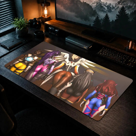 Tapete de Rato Gaming Overwatch para Escritório, Antiderrapante, DIY, Grande, para Teclado e Rato, com Bordas Overlock