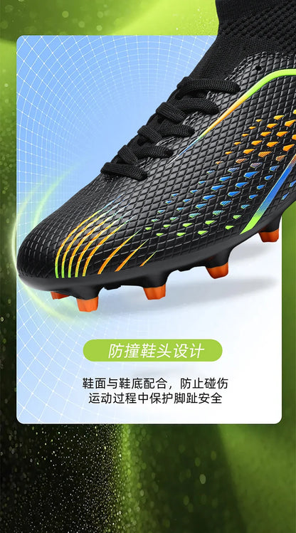 Zapatillas de fútbol para hombre, botas de fútbol profesionales para césped y futsal, unisex, para partidos en césped y entrenamiento al aire libre, tacos antideslizantes y transpirables
