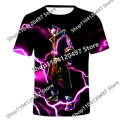 Fortnites Theme Birthday Number T-Shirt Summer Child White Clothes Cartoon Hot Game Short Sleeve Tees Casual Tops Funny Gifts