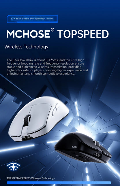 MCHOSE L7 Ultra+ közepes-nagy méretű kézre tervezett gamer e-sport egér, PAW3950, vezeték nélküli, három üzemmódú, könnyű irodai kétmeghajtós számítógépes egér