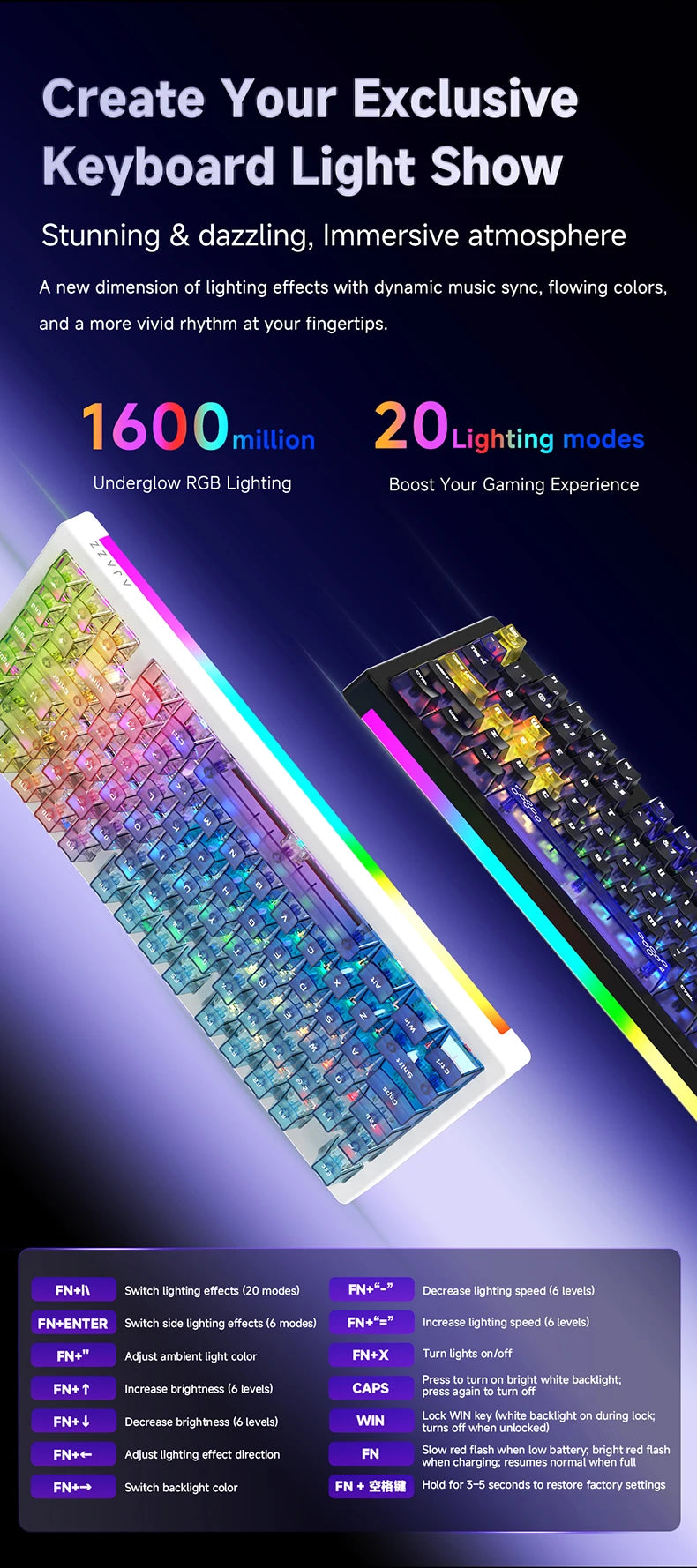 AJAZZ AK820 V2 / AK820 V2 Pro Gaming Mechanical Keyboard 75% ABS 82 Keys 10000mAh Wireless Tri-mode Gamer Keyboard for Laptop PC