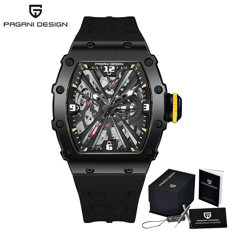 PAGANI DESIGN PD1738 Men Quartz Watches 42MM VH65 Black Case Sapphire Stainless Steel 50M Waterproof Wristwatch Watch for Men