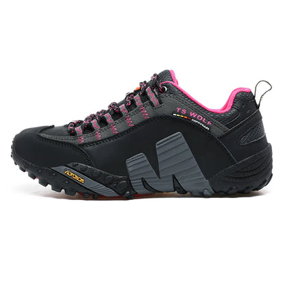 Sapatos de montanhismo para homem em couro genuíno, calçado desportivo outdoor antiderrapante, sapatos de montanhismo e caminhada respiráveis para turismo