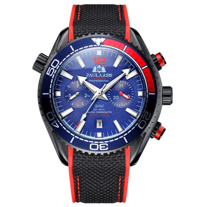 PAULAREIS P Relógio mecânico automático de luxo para homem com corda automática, bracelete em borracha, impermeável, luminoso, com data, relógio de moda masculino