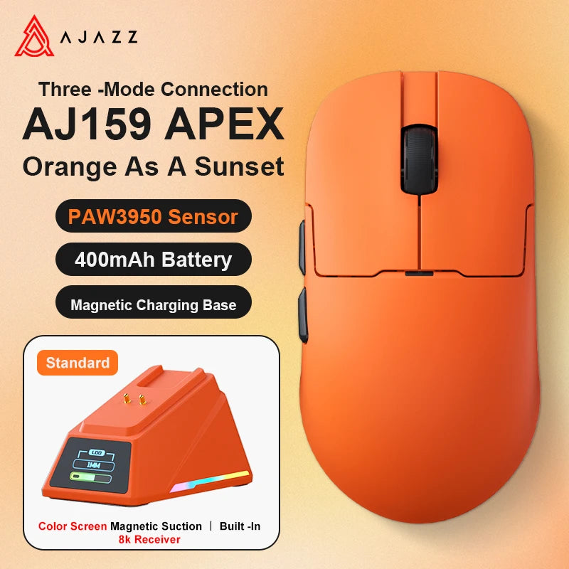 Bezdrôtová herná myš AJAZZ AJ159 APEX/AJ159PRO s RGB magnetickou nabíjacou základňou, ľahká herná myš AJ159P pre PC a notebook