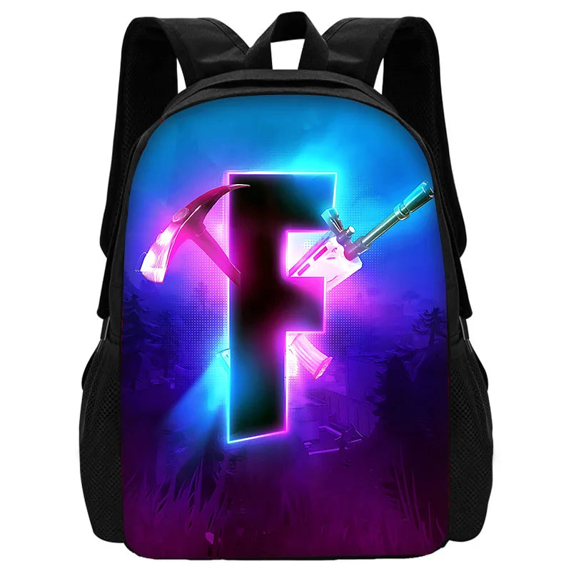 Child School Backpack with Lunch Bags ,Pencil Bags ,Hot Game Design-F-FortniteS School Bags for Boys Girls Best Gift