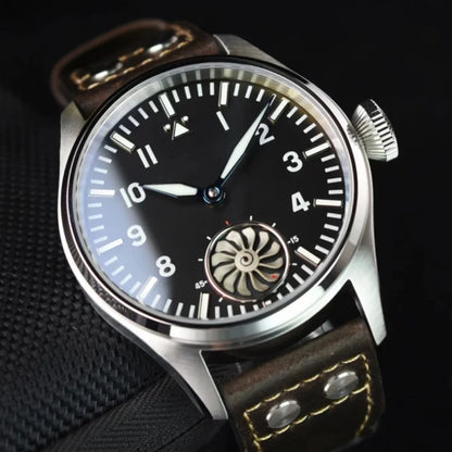 Hruodland 2025 New Men's Mechanical Watch Seagull ST3620 Retro Pilot 43MM Bgw-9 Luminous Sapphire Crystal Turbine Reloj Hombre