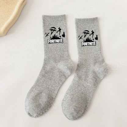 Fortnite Socks Cartoon Game Character Long Sock for Kids tudents in Spring and Autumn Solid Color Cotton Socks Birthday Gifts