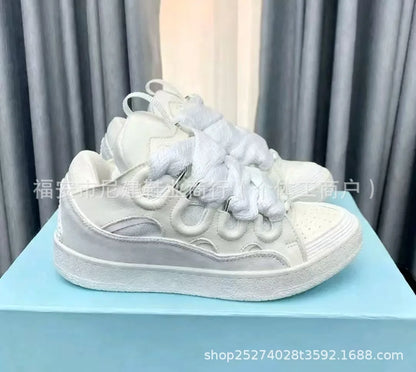 Comfortable High Heel Skate Shoes Thick Bottom Casual Sporty Dad Bag Shoes Vietnamese Cambodian New Style Knot Tied Slip-On