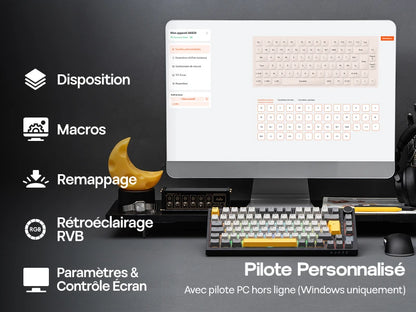 ISO-FR-Layout EPOMAKER X AJAZZ AK820 PRO 75% AZERTY Französisch Hot-Swap kabelgebundene/BT/2.4GHz kabellose mechanische Tastatur für Win/Mac/PC