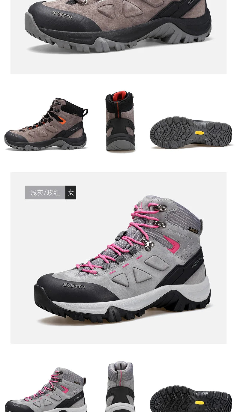 HUMTTO Sapatilhas de Caminhada Impermeáveis para Homem, Botas de Caça Táticas de Deserto, Botas de Trekking pelo Tornozelo para Homem e Mulher, Quentes em Couro