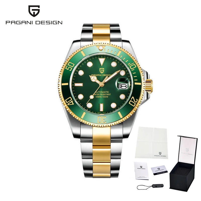 New PAGANI DESIGN Diving Automatic Mechanical Watch Luxury Sports Waterproof Watch Stainless Steel Sapphire Luminous Watch for Men