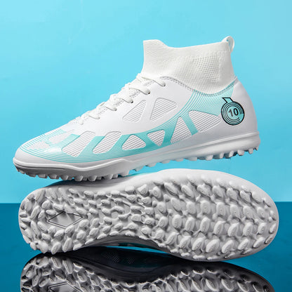 High Quality TF Football Boots for Men and Women, PU Fabric Upper, Rubber Cleats, Non-Slip Training Football Shoes