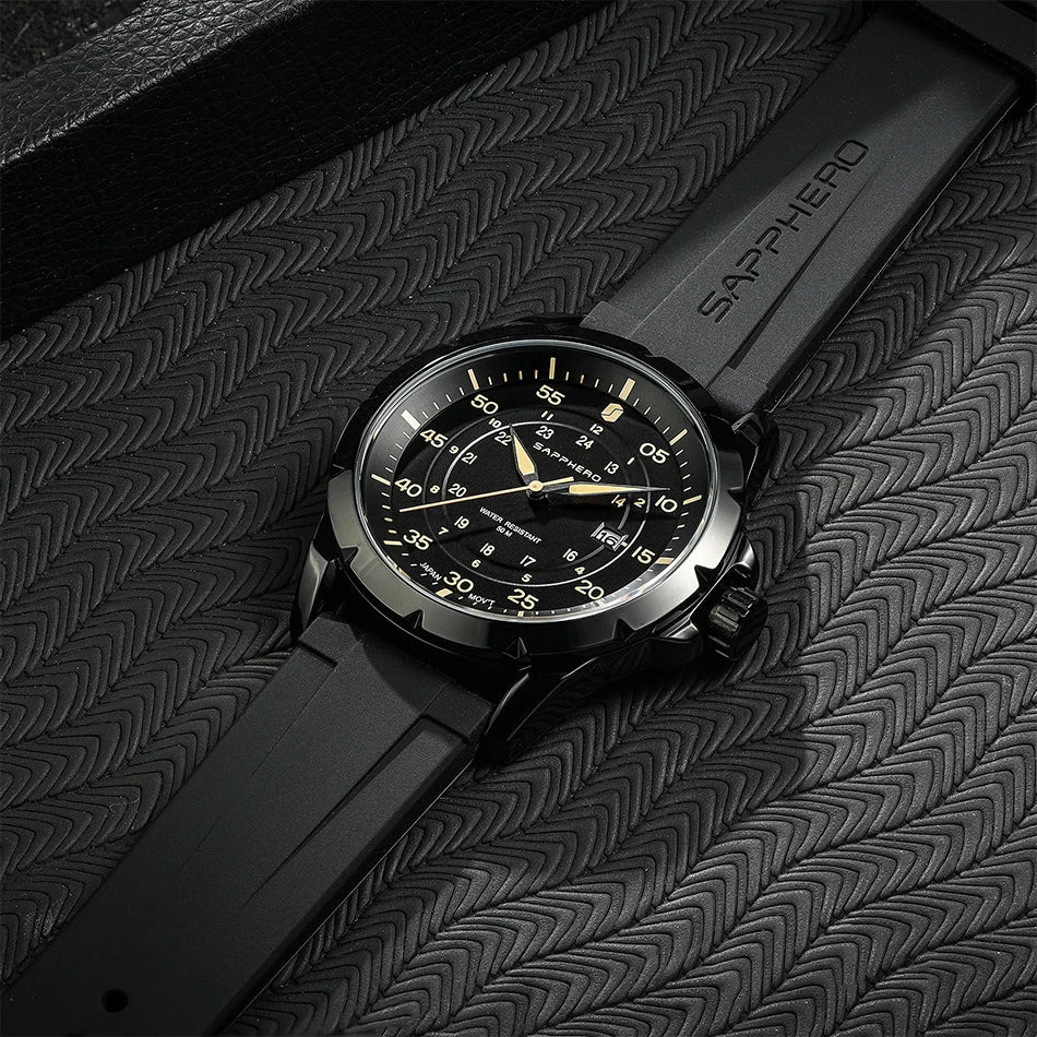 SAPPHERO Men’s Watch – Luxury quartz watch, water-resistant to 50 m, featuring an imported movement and a stainless steel case – An ideal gift idea for men.