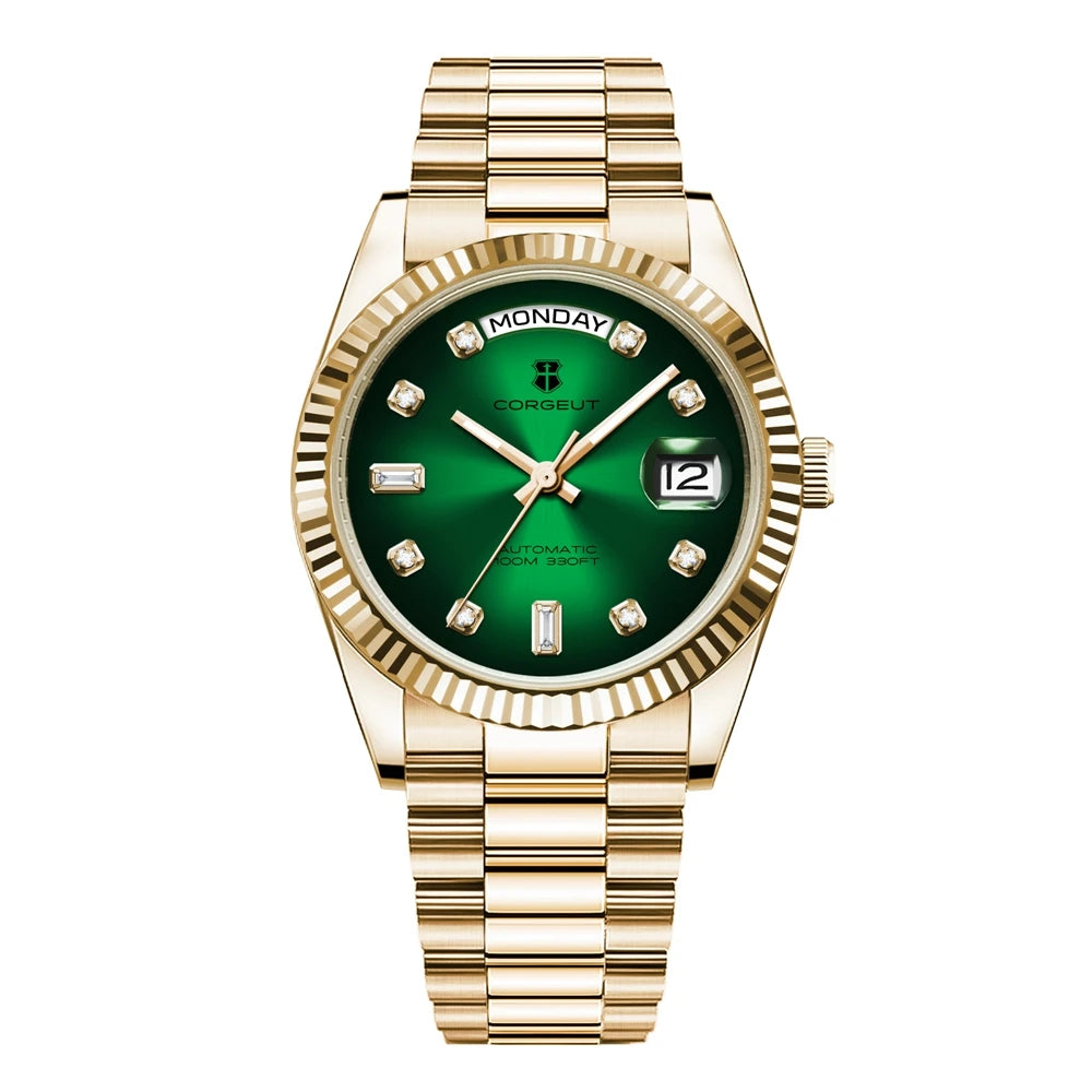 Luxury Corgeut 36MM Men Watch ST1644 Automatic Mechanical Wristwatch Sapphire Relogio Masculino 10BAR Day Swim dress Watches