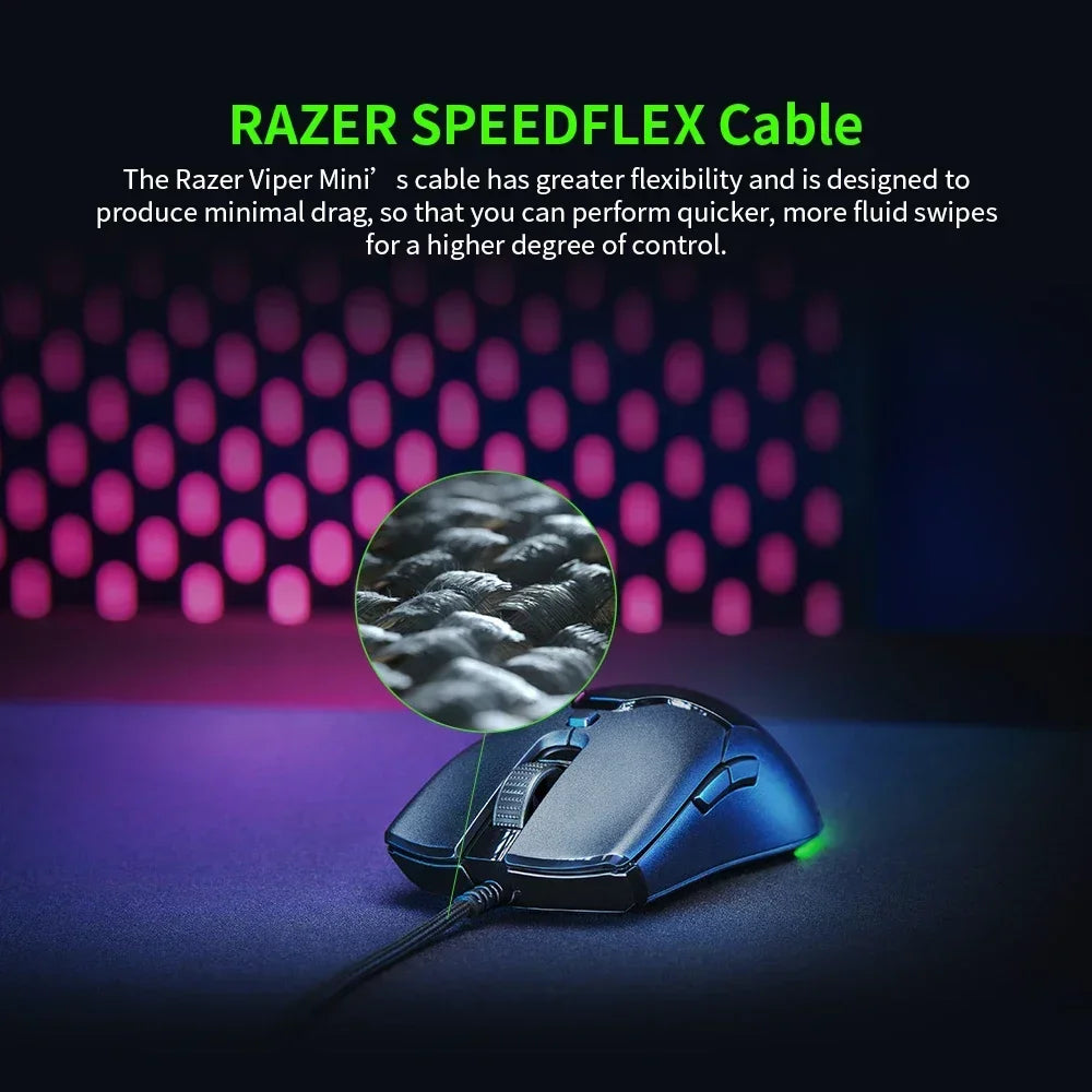 Razer nytårsgave Thunder Snake Viper Mini kablet e-sport-gamingmus til computer og laptop med RGB-lys, til små hænder