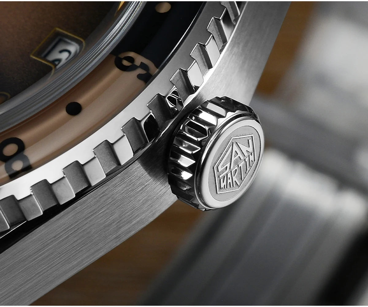 San Martin 2025 Men's Watches Retro NH34 GMT Sandwich Dial 40mm Bidirectional Sapphire Bezel Luxury Sports Watch 20Bar SN0134