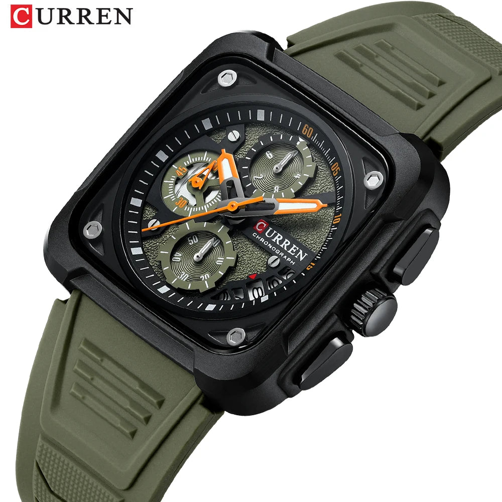 Top Brand CURREN Men's Watches Luxury Square Quartz Wrist Watch Original Waterproof Luminous Chronograph Watch for Men Relogio