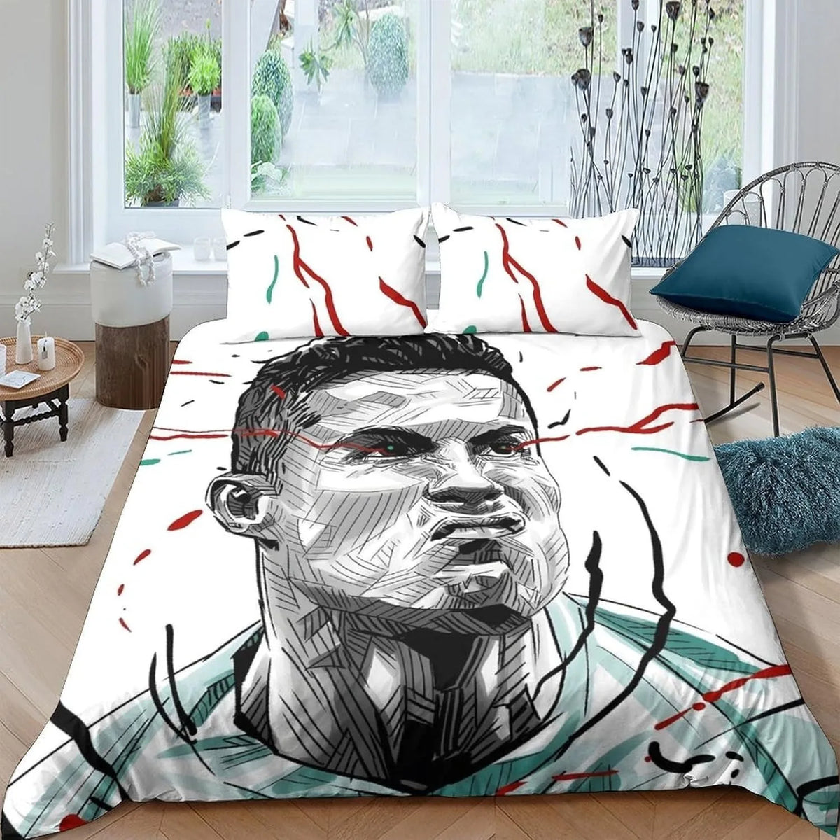 Fotbalový povlak na peřinu Ronaldo CR7, ložní souprava pro dospělé, chlapce i dívky, dekorace do ložnice, dárek pro děti, jednolůžková, dvojlůžková, velká velikost