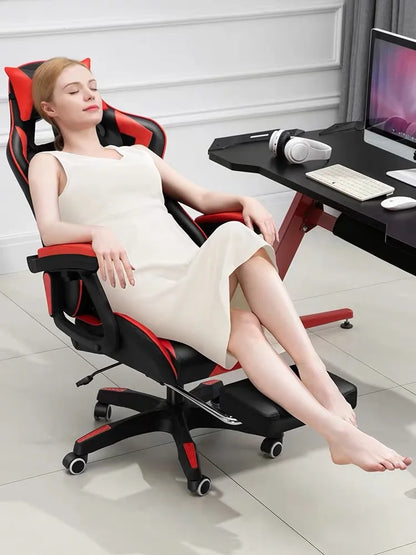 2025 New Computer Chair Green Gaming Chair PU Leather Office Swivel Chair Lift Bedroom Furniture Fashion Sillas Gamer Chair