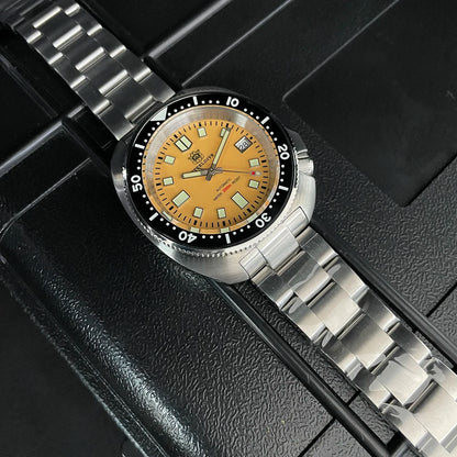STEELDIVE New Arrival 44mm SD1974 Orange Dial Ceramic Bezel Super Luminous 200m NH35 Automatic Dive Watch with Milled Clasp