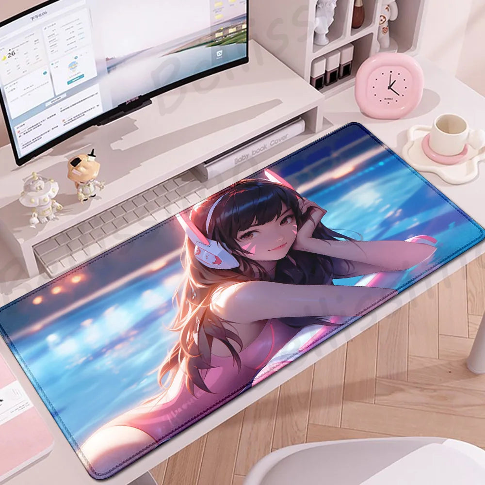 Гейминг аксесоари O-Overwatch D-D.va подложка за мишка, голяма подложка за клавиатура и мишка за PC бюро, XXL удължена gamer подложка за мишка