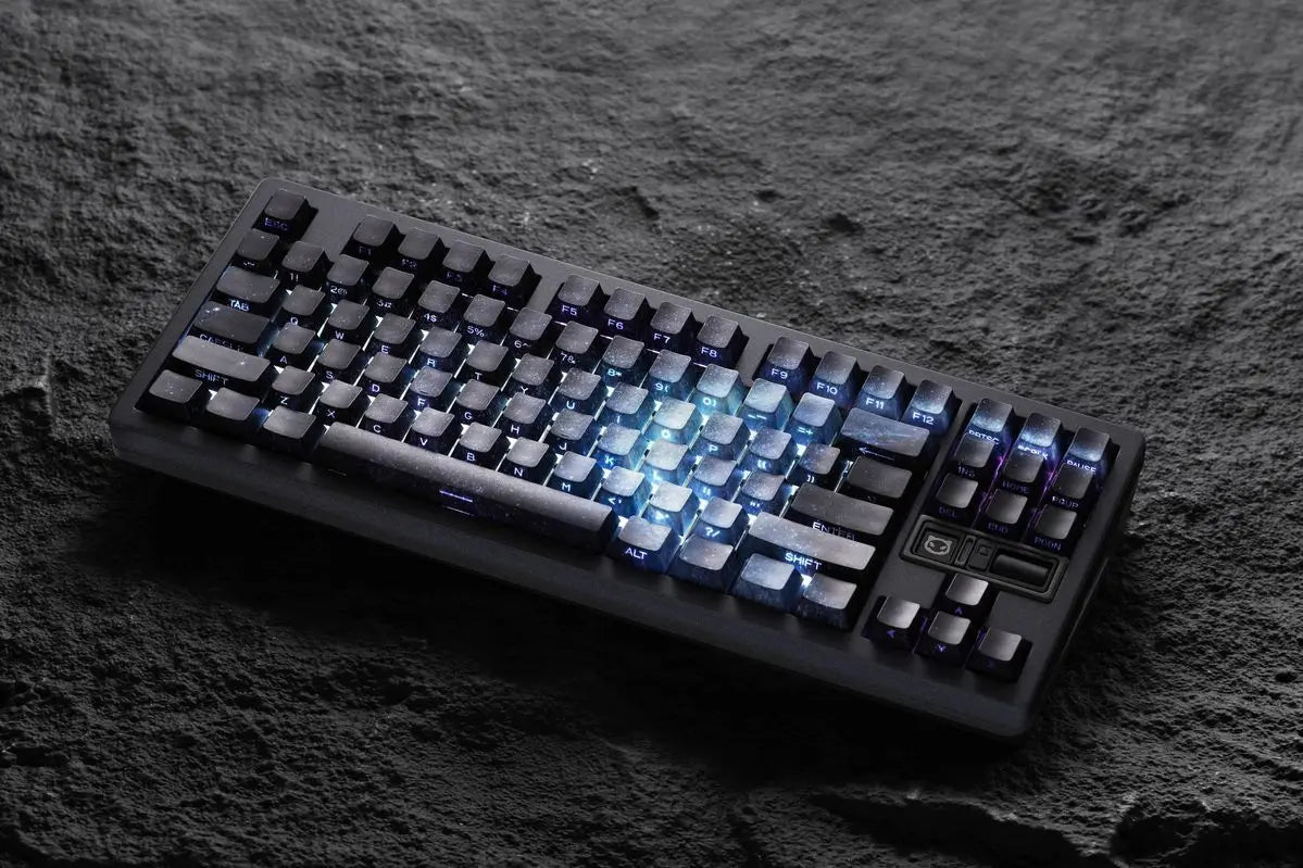 Purple Galaxy Gradient Side Carving Transparent Cherry Keycap PBT 135 Key Compatible with 60/64/84/98/108 Mechanical Keyboard