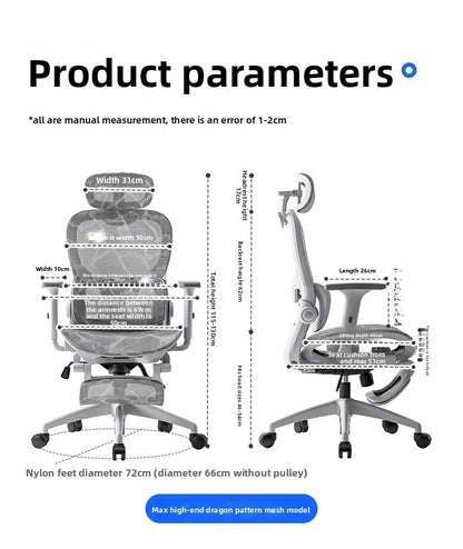 Multifunkčná kancelárska stolička, počítačová stolička, polohovateľné kreslo, ergonomická stolička na oddych, otočná e-športová stolička