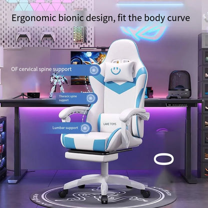Gaming Chair for Ergonomic Desk Racing Office Adjustable High Back Game Swivel Leather Chair with Lumbar Support and Headrest