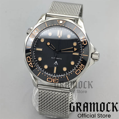 Gramock New 007 NTTD Wristwatch 41mm Men Mechanical Watch Automatic Watch Domed Sapphire Glass Luminous Diving Steel NH35/PT5000