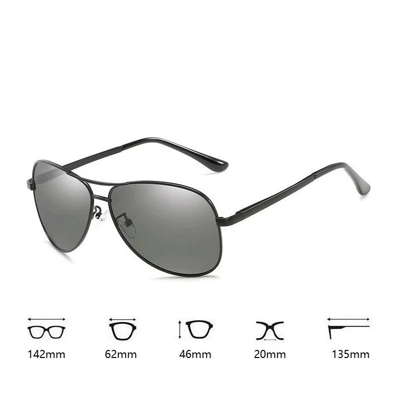Luxury Photochromic Pilot Polarized Sunglasses Men Women Driving Chameleon Sun Glasses Change Color Day And Night UV400 Eyewear