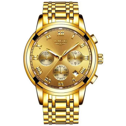 Pánske hodinky LIGE – luxusný chronograf, ležérny športový štýl, vodotesné, celokovové, quartzový strojček