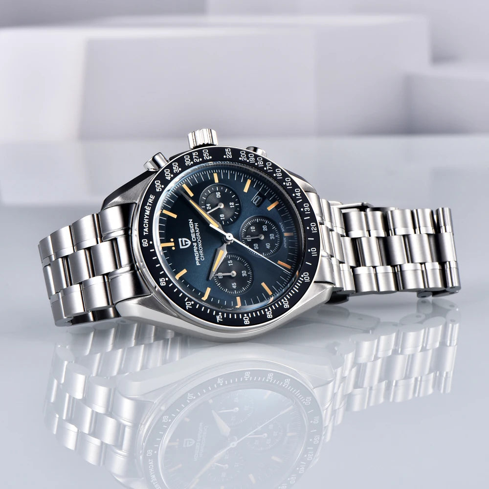 PAGANI DESIGN New AR Sapphire Quartz luxury men's watches 500 vitometer Circle Sport M 100 waterproof chronograph 316L all-steel Japan Movt Luminous man Watch