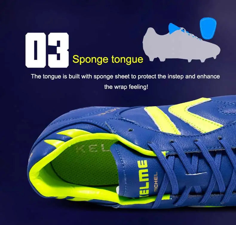 KELME FG Soccer Shoes Original Cow-Skin Sneakers Men Professional Grass Non-Slip Sports Training Football Boots ZX80011018