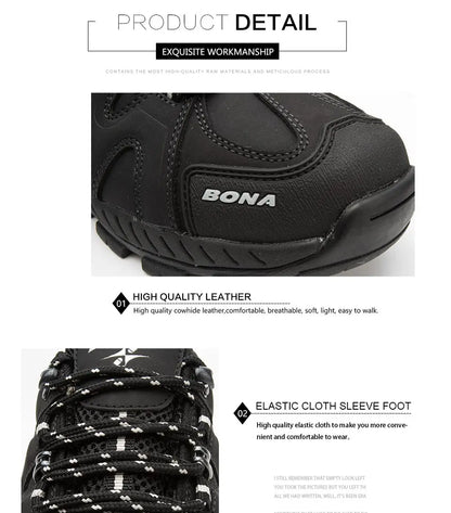 BONA Novedad Estilo Clásico Zapatillas de Senderismo para Hombre con Cordones Zapatillas Deportivas para Hombre Outdoor Jogging Trekking