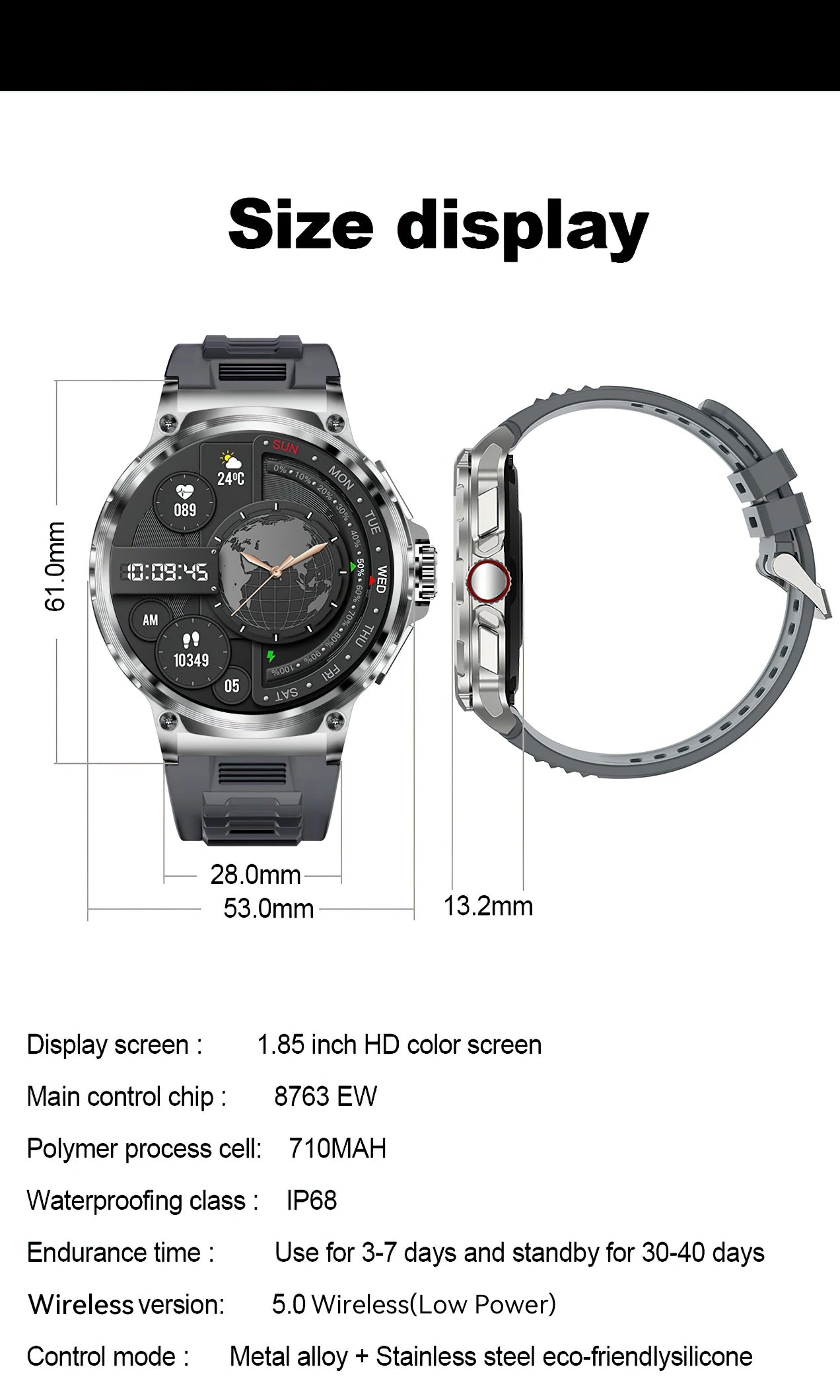 2026 New GPS Track Smart Watch Men 1.85-Inch HD AMOLED Screen 710 Mah Battery Sport Bluetooth Call Smartwatch For Android IOS