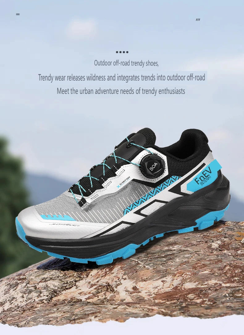 Sapatilhas de corrida para homem primavera e verão — calçado outdoor para caminhada, sapatilhas de trail resistentes ao desgaste com fecho BOA, respiráveis, estilo desportivo e casual