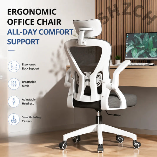 Chaise de bureau ergonomique inclinable pour la maison et le bureau – Soutien lombaire réglable, dossier en maille respirante, assise confortable