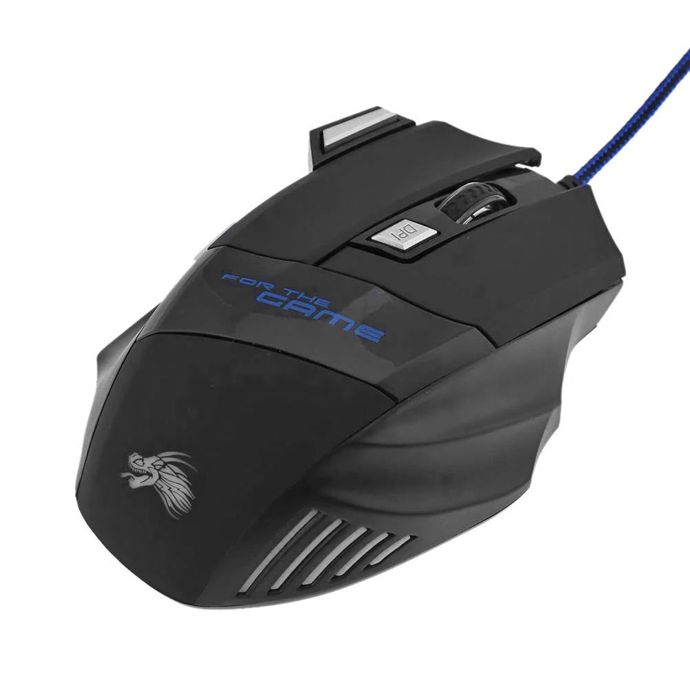 Kabelgebundene Gaming-Maus mit 7-Farben-Hintergrundbeleuchtung, 5500 DPI einstellbar, schwarz, optische kabelgebundene Computer-Gaming-Maus für PC-Gamer und Desktop-Computer