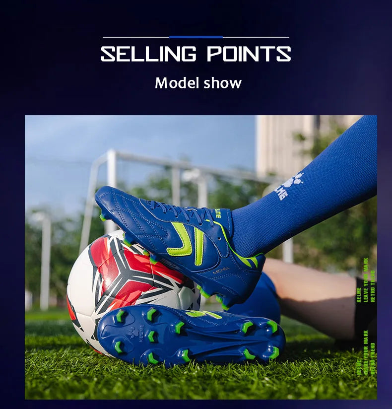 KELME FG Soccer Shoes Original Cow-Skin Sneakers Men Professional Grass Non-Slip Sports Training Football Boots ZX80011018