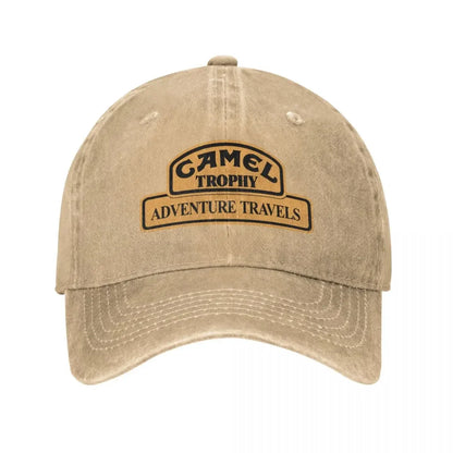 Retro bejzbalová čiapka Camel Trophy Racing pre mužov a ženy, v štýle „distressed“ z džínsoviny, s patentným zapínaním, outdoorová letná čiapka bez pevnej konštrukcie, mäkká čiapka