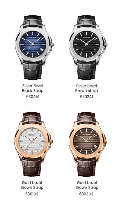 AGELOCER Original Baikal Watch Men's Luxury Gold Watch Big Calendar Business Automatic Mechanical Watch Birthday Gift for Men