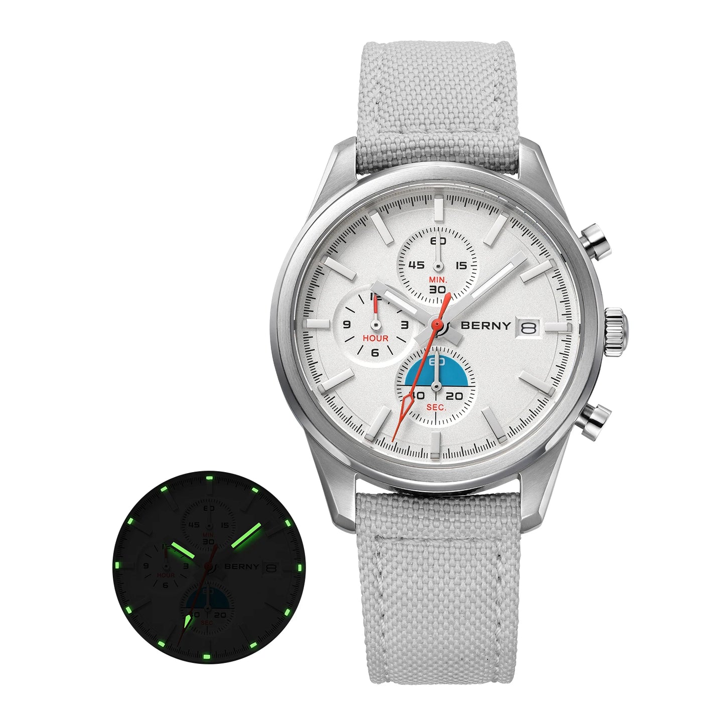 BERNY Chronograph Quartz Men Watch Luminous Miyota OS10 Top Luxury AR Coated Sapphire 5ATM Waterproof 2026 Sports Men’s Watches
