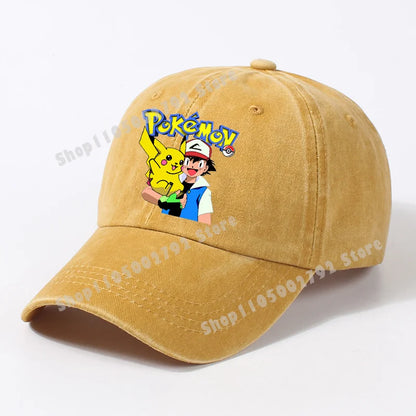 Pokémonové bejzbalové čiapky Pikachu Kawaii Anime postavičky Slnečné klobúky Letné vonkajšie detské a rodičovské slnečné klobúky Trendové čiapky s kačacím jazýčkom Darček